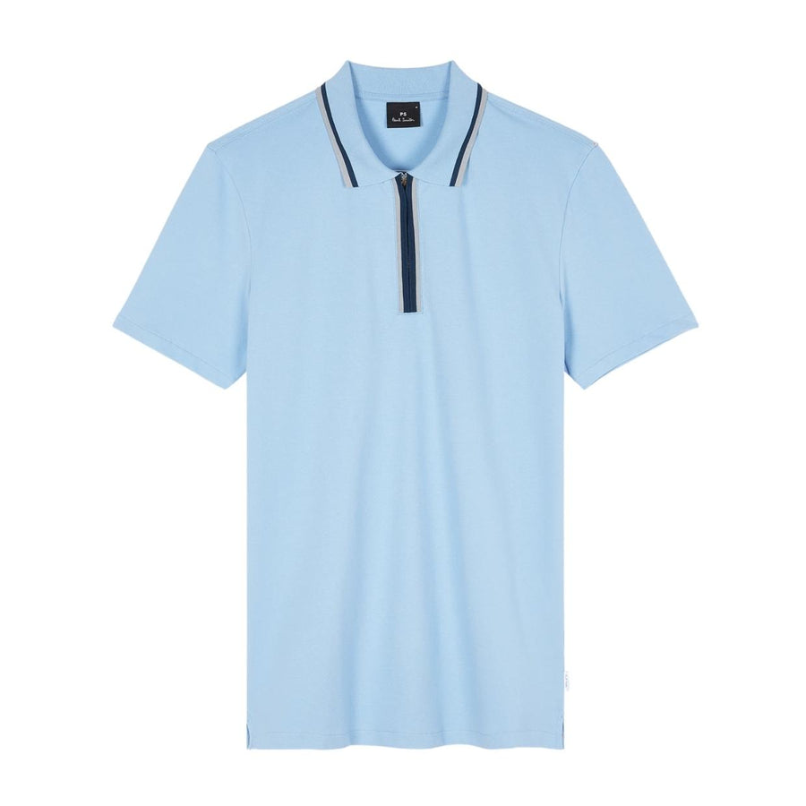 Paul Smith Regular Fit Light Blue Half Zip Polo Shirt