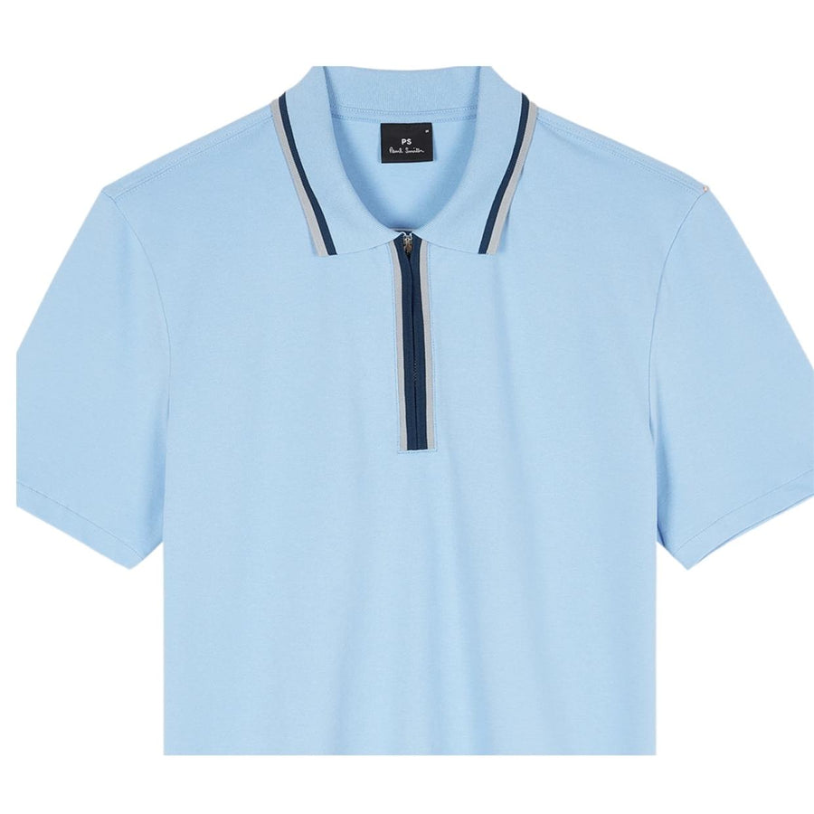 Paul Smith Regular Fit Light Blue Half Zip Polo Shirt