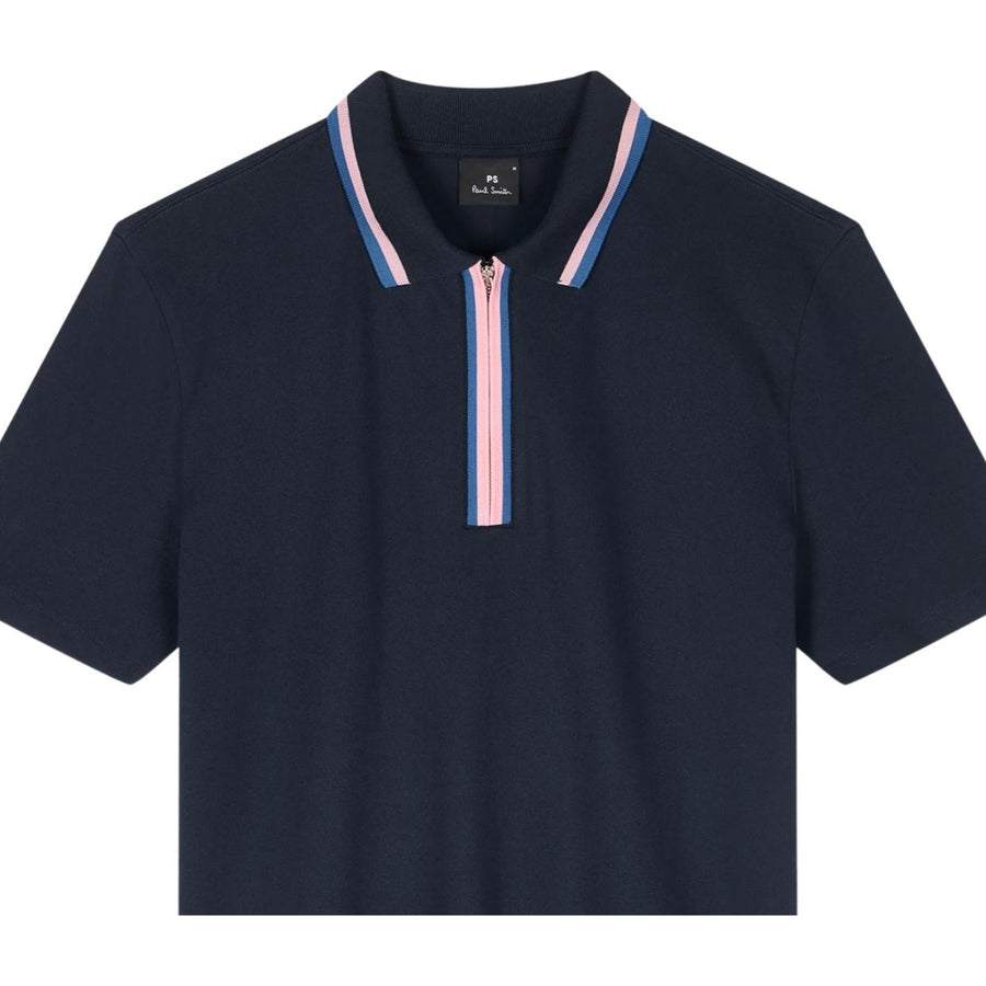 Paul Smith Regular Fit Navy Half Zip Polo Shirt