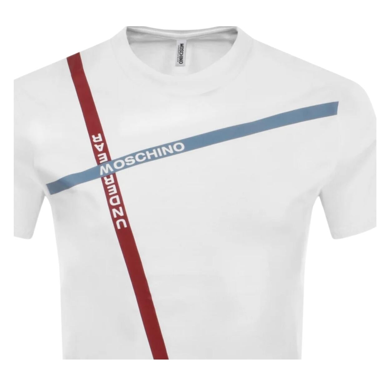 Moschino Underwear Stripe Logo White T-Shirt