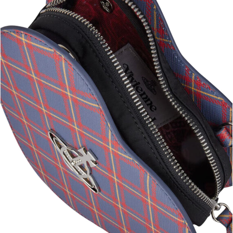 Vivienne Westwood Blue/Orange Tartan Louise Heart Crossbody Bag