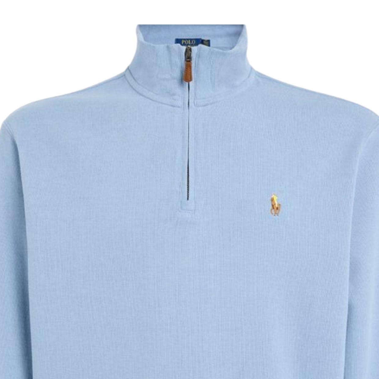 Polo Ralph Lauren Embroidered Logo Blue Half Zip Sweater