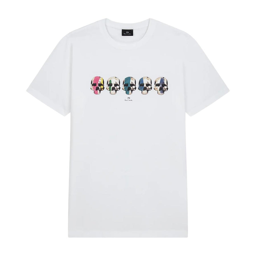 Paul Smith Multi-Coloured Skulls Line Up White T-Shirt