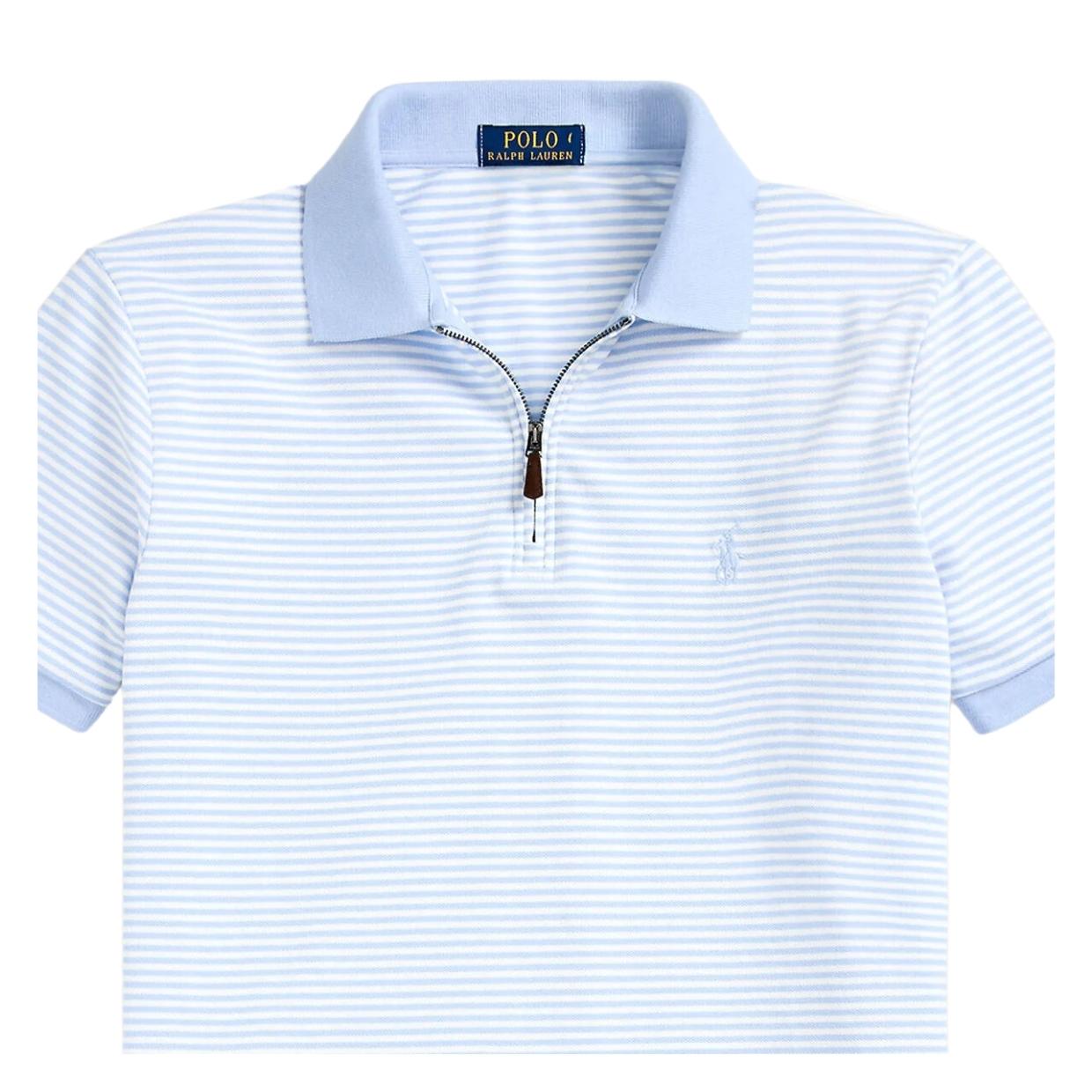 Polo Ralph Lauren Striped Half Zip Blue Polo Shirt