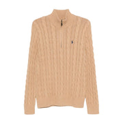 Ralph Lauren Knit Cable Brown Half Zip Sweater