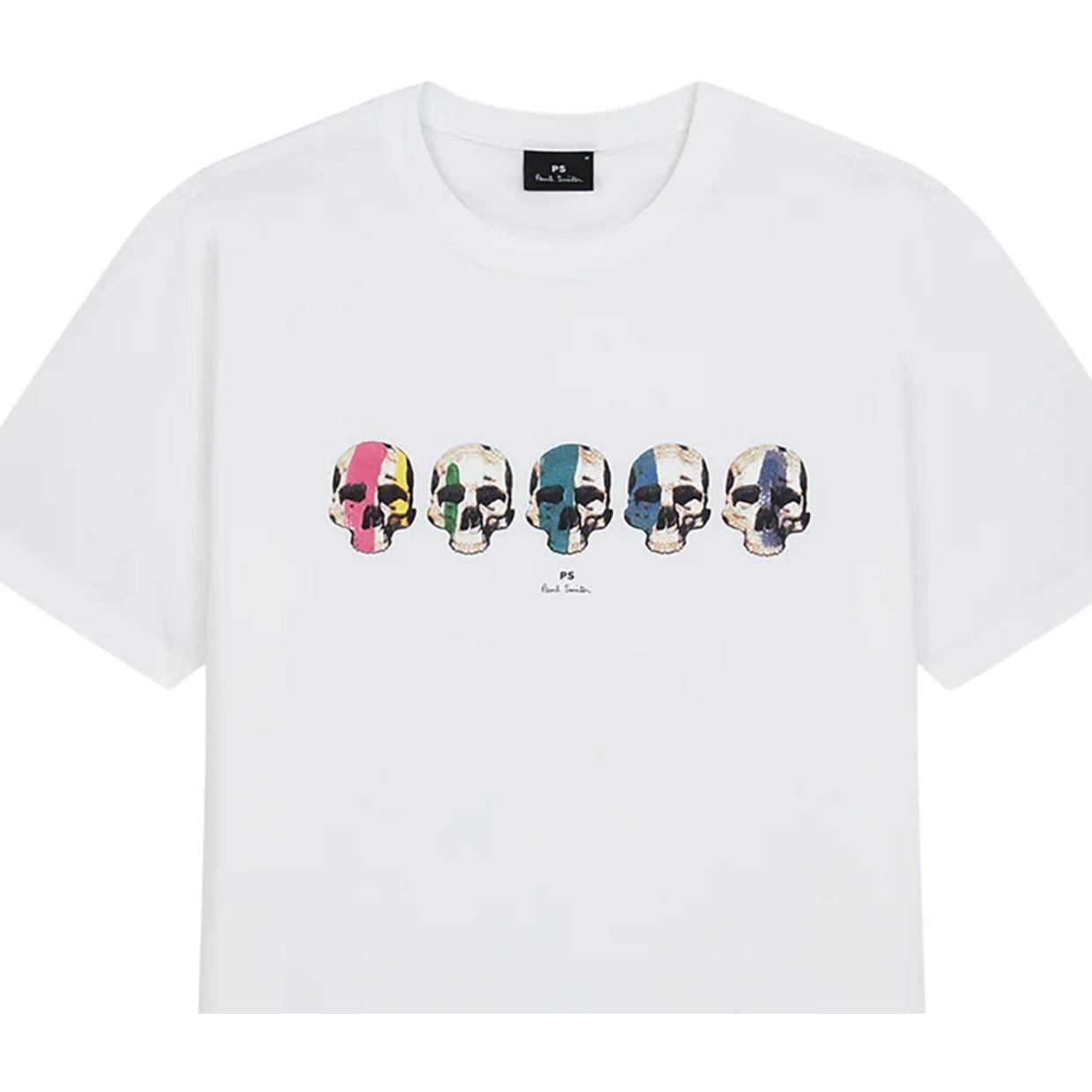 Paul Smith Multi-Coloured Skulls Line Up White T-Shirt