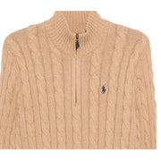 Ralph Lauren Knit Cable Brown Half Zip Sweater