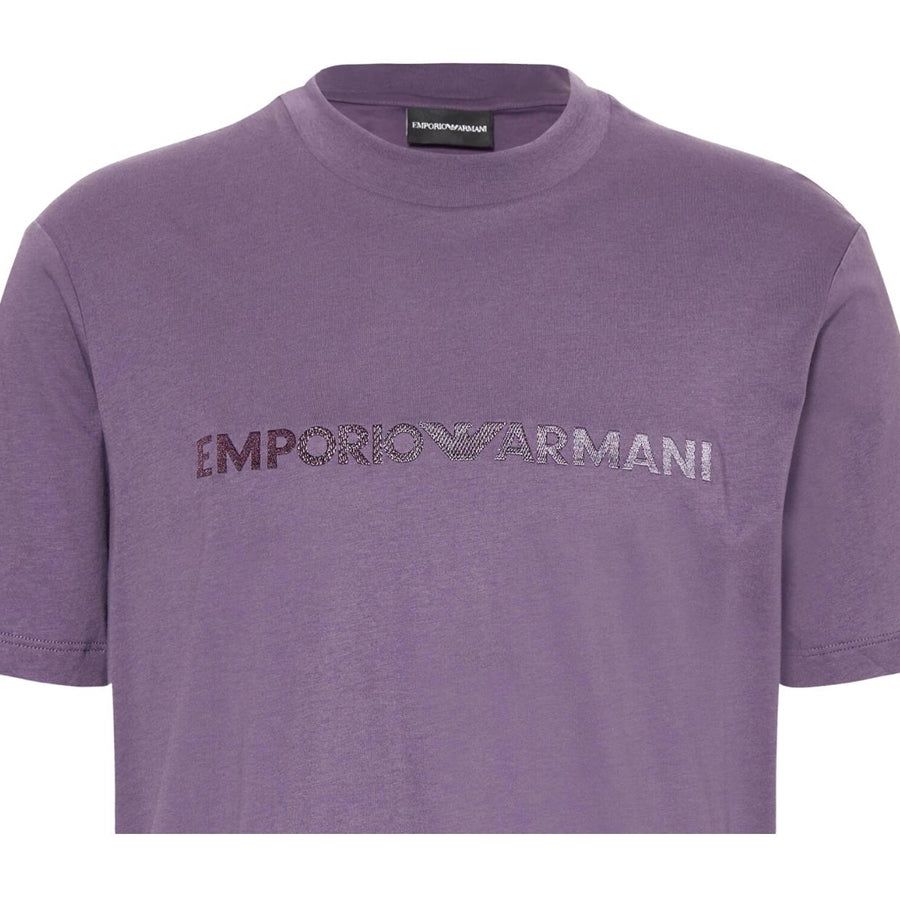 Emporio Armani Embroidery Logo Purple T-Shirt