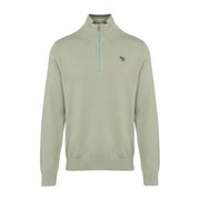 Paul Smith Zebra Logo Patch Saga Green Half Zip Sweatshirt