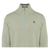 Paul Smith Zebra Logo Patch Saga Green Half Zip Sweatshirt