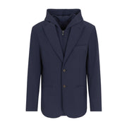 Emporio Armani Cannete Effect Navy Hood Vest Blazer