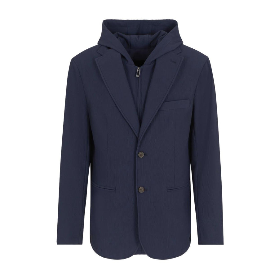 Emporio Armani Cannete Effect Navy Hood Vest Blazer