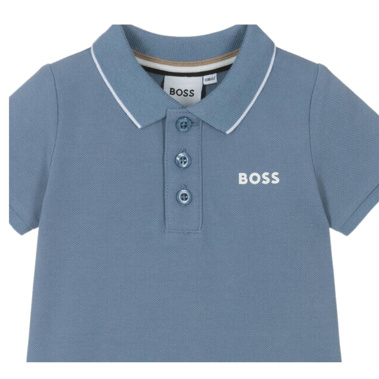 BOSS Baby Medium Grey Contrast Logo Polo Shirt