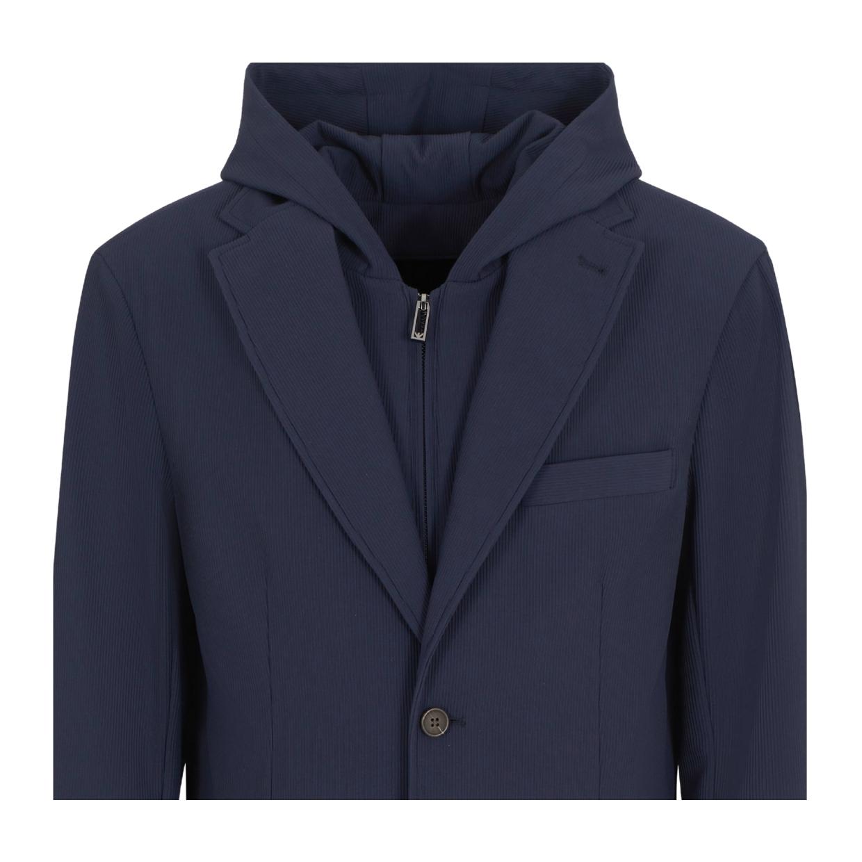 Emporio Armani Cannete Effect Navy Hood Vest Blazer