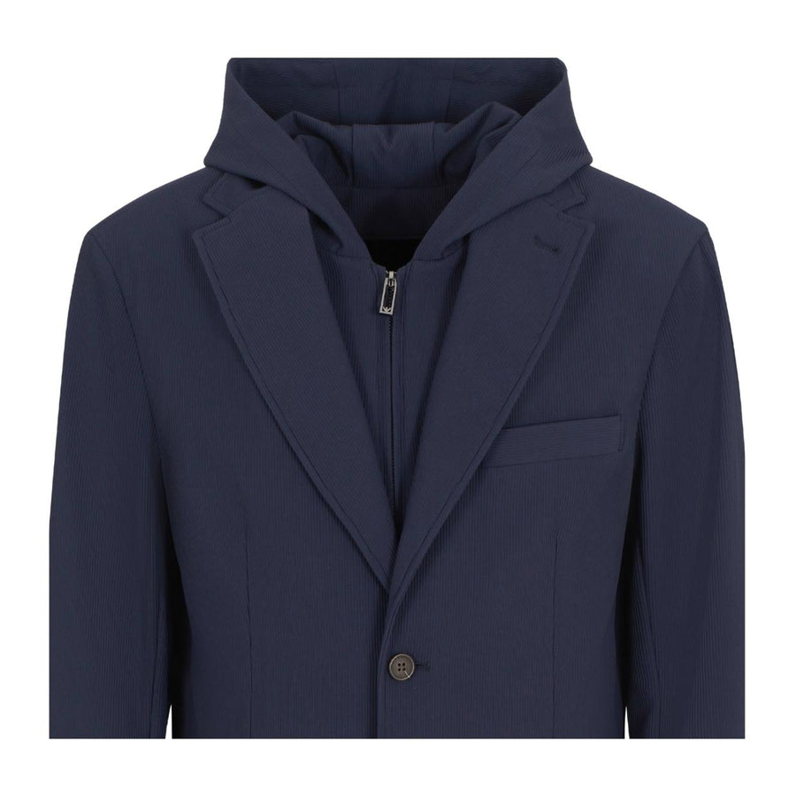 Emporio Armani Cannete Effect Navy Hood Vest Blazer