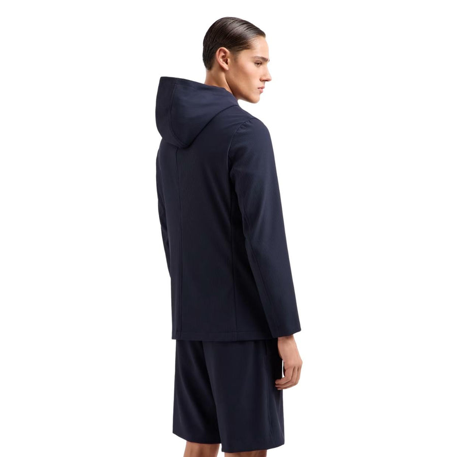 Emporio Armani Cannete Effect Navy Hood Vest Blazer