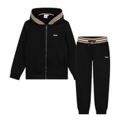 BOSS Kids Black Hooded Tracksuit Set