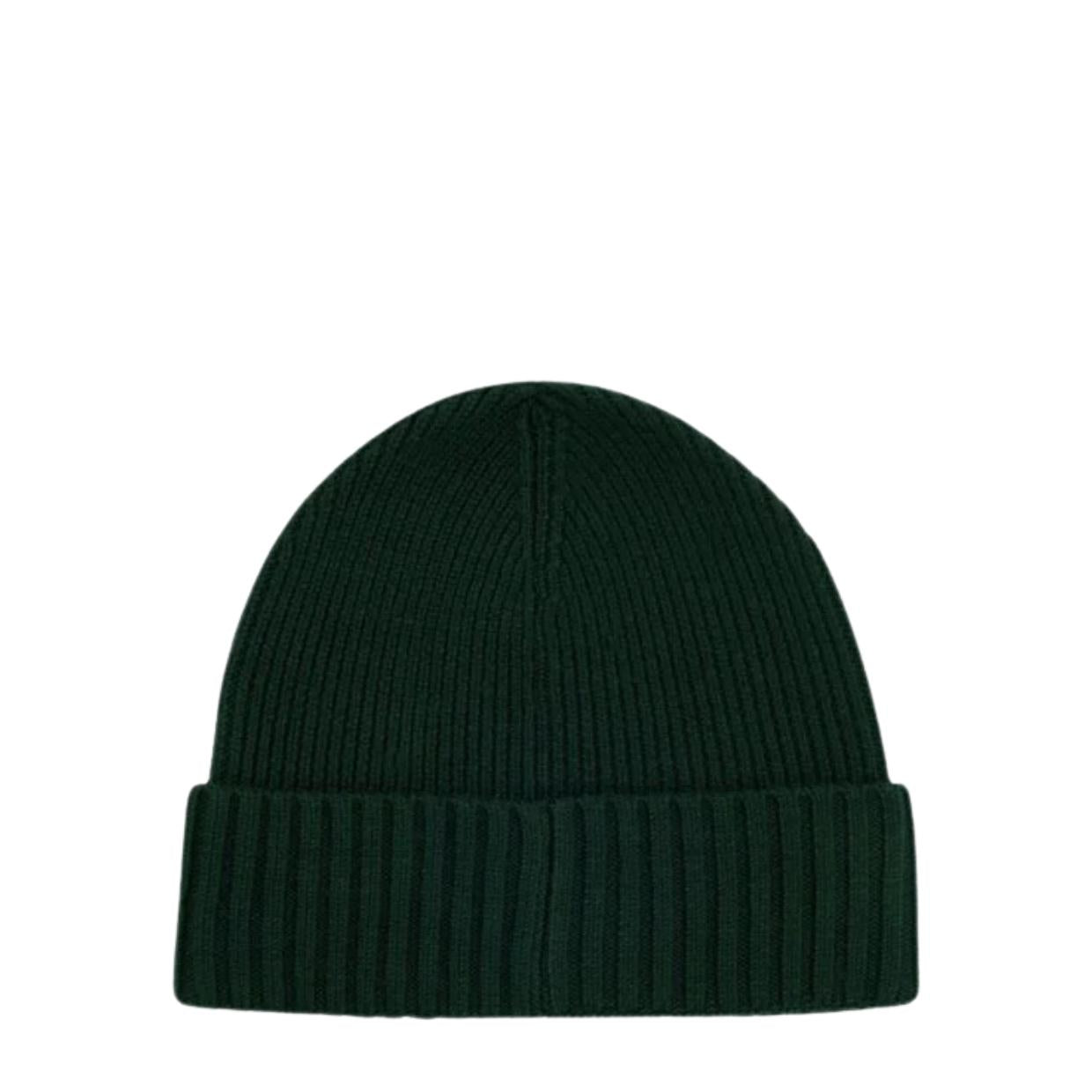 BOSS Logo Tag Green Wool Beanie Hat