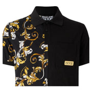 Versace Jeans Couture Outline Barocco Print Black Polo Shirt