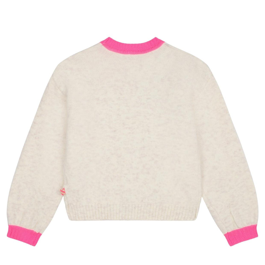 Billieblush Kids Sequins Heart Knitted Ivory Jumper