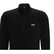 BOSS Ever-X_QZ Logo Print Black Zip Neck Sweatshirt