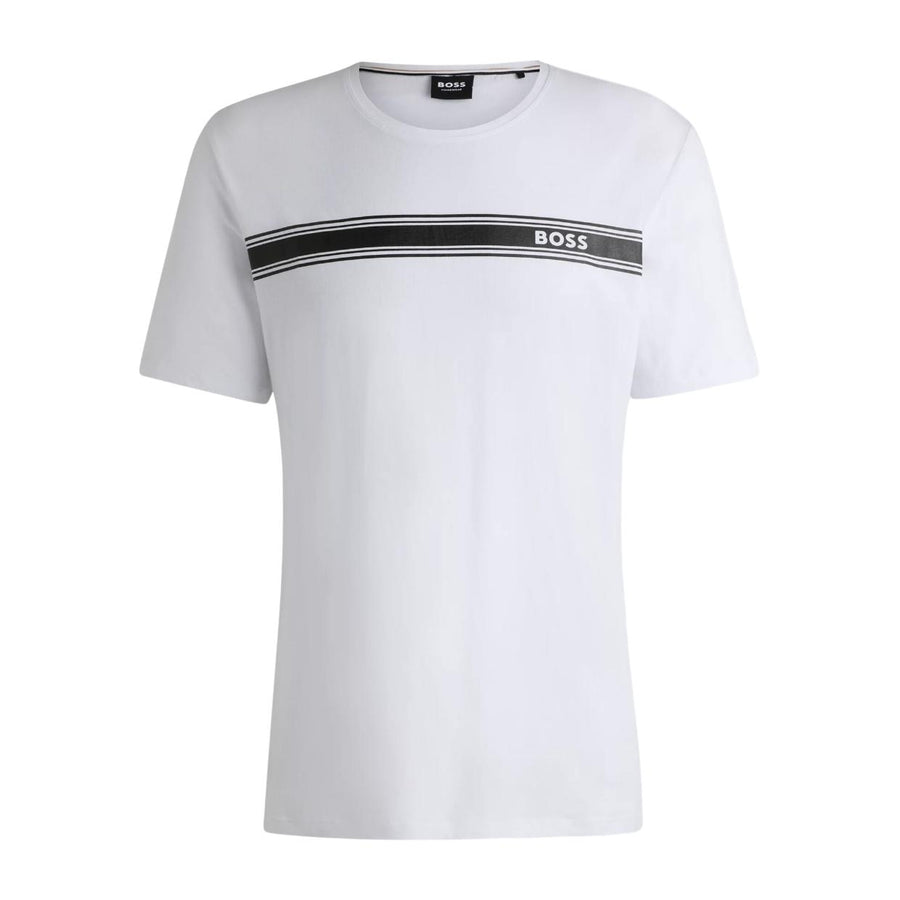 BOSS Logo & Stripe White T-Shirt