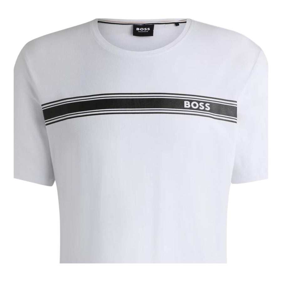 BOSS Logo & Stripe White T-Shirt