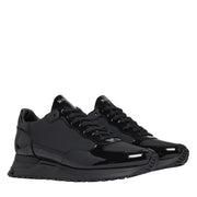 Mallet London Popham Patent Triple Black Trainers