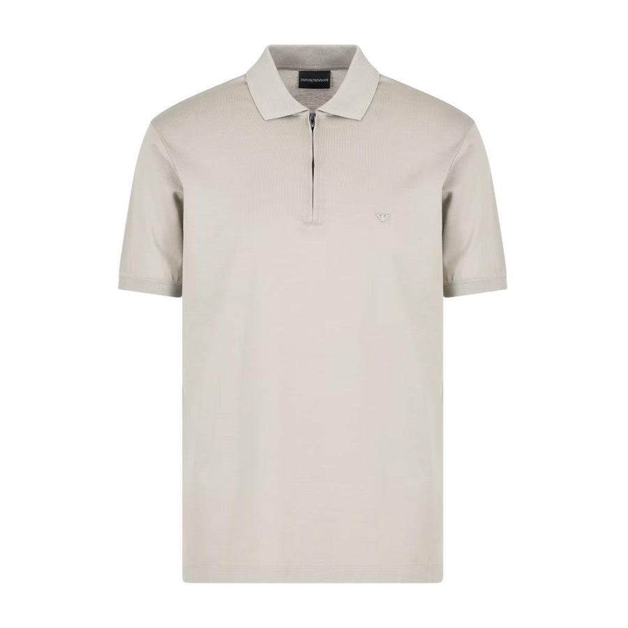 Emporio Armani Grey Lyocell Blend Half Zip Polo Shirt