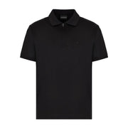 Emporio Armani Black Lyocell Blend Half Zip Polo Shirt