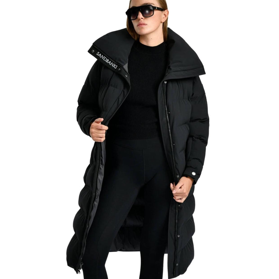 Sandbanks Haven Long Black Puffer Jacket