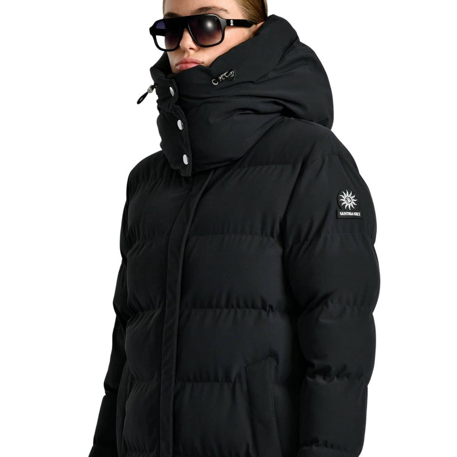 Sandbanks Haven Long Black Puffer Jacket