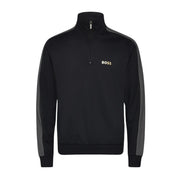 BOSS Foiled Printed Logo Black Tracksuit Half Zip Sweatshirt