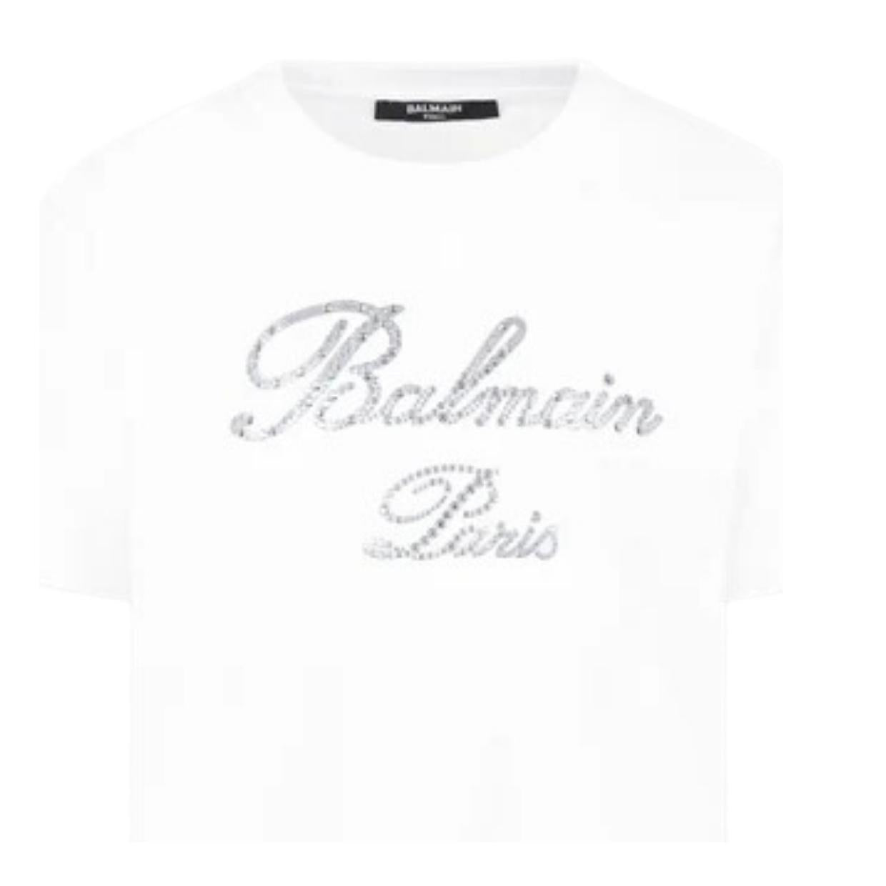 Balmain Kids Embellishment Logo White T-Shirt