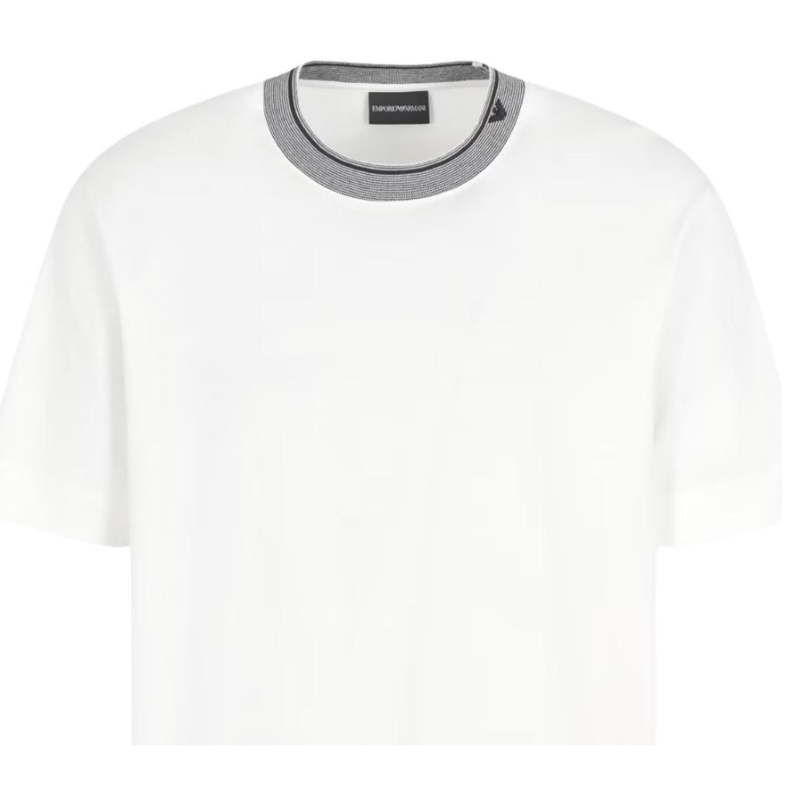 Emporio Armani White Trimmed Crew T-Shirt