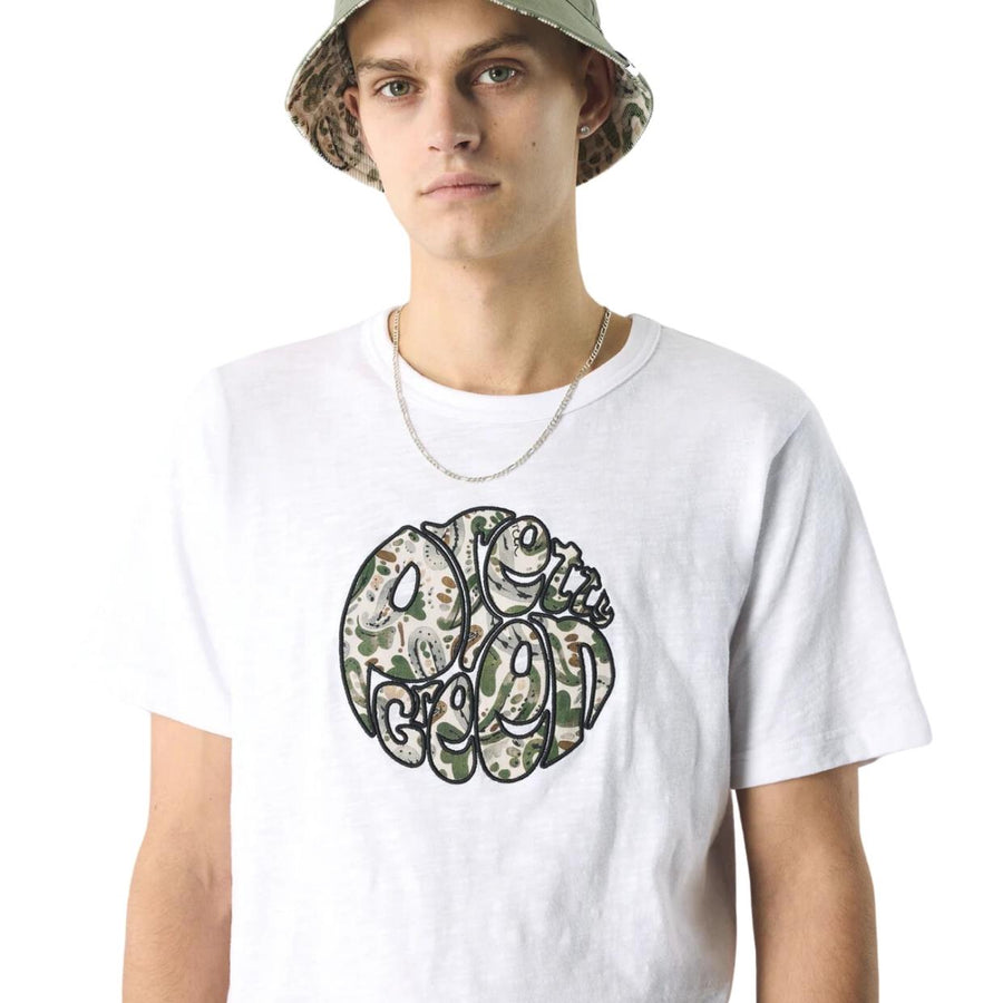 Pretty Green Aquarelle Paisley Logo White T-Shirt