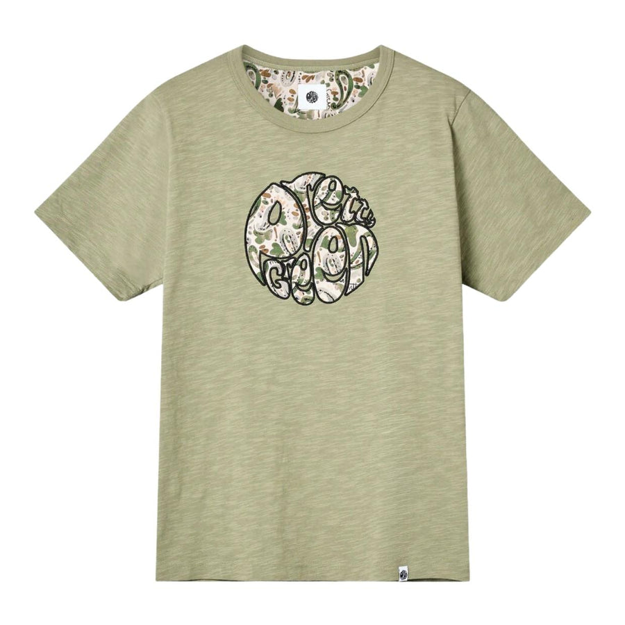 Pretty Green Aquarelle Paisley Logo Green T-Shirt