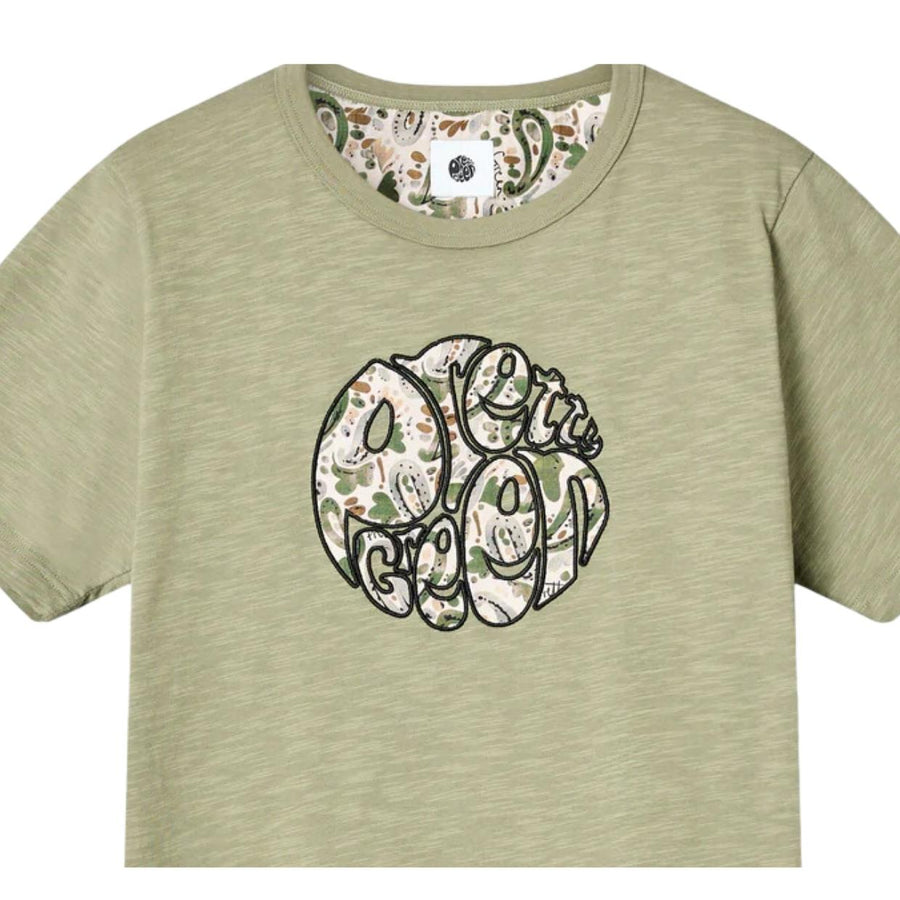 Pretty Green Aquarelle Paisley Logo Green T-Shirt