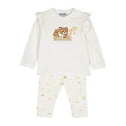 Moschino Baby Printed Logo Ivory T-Shirt & Legging Two-Piece Set