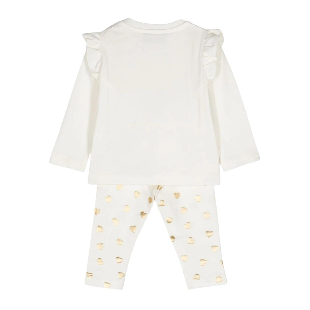 Moschino Baby Printed Logo Ivory T-Shirt & Legging Two-Piece Set