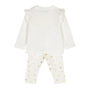 Moschino Baby Printed Logo Ivory T-Shirt & Legging Two-Piece Set