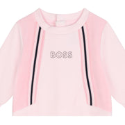 BOSS Baby Velvet Stripe Tape Pink Babygrow