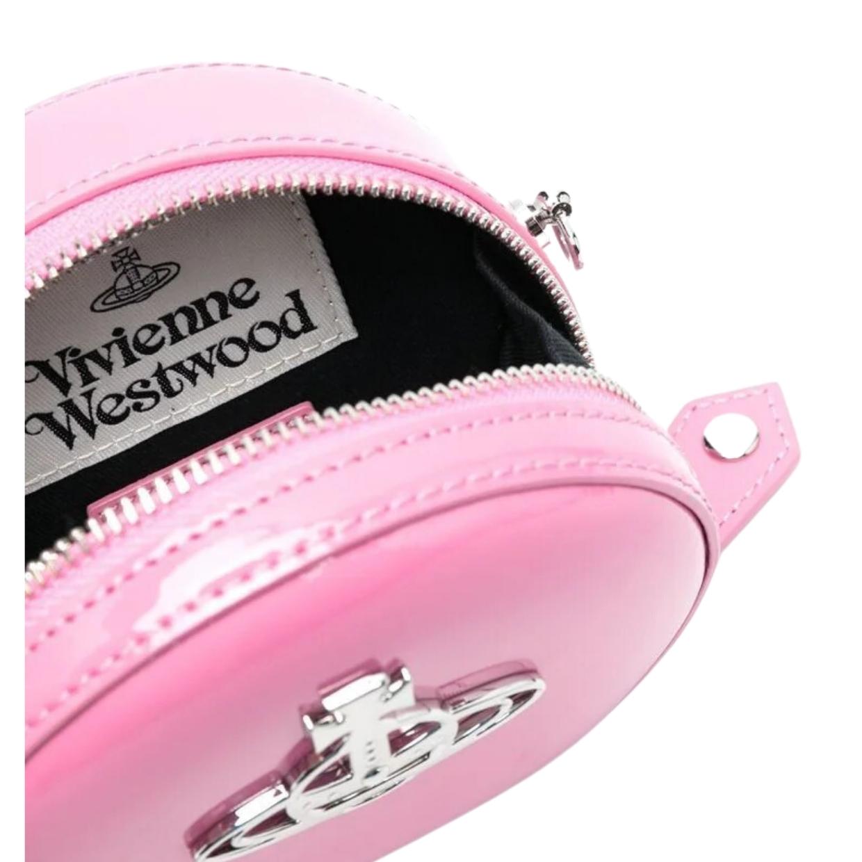 Vivienne Westwood Shiny Patent Pink Mini Round Crossbody Bag 