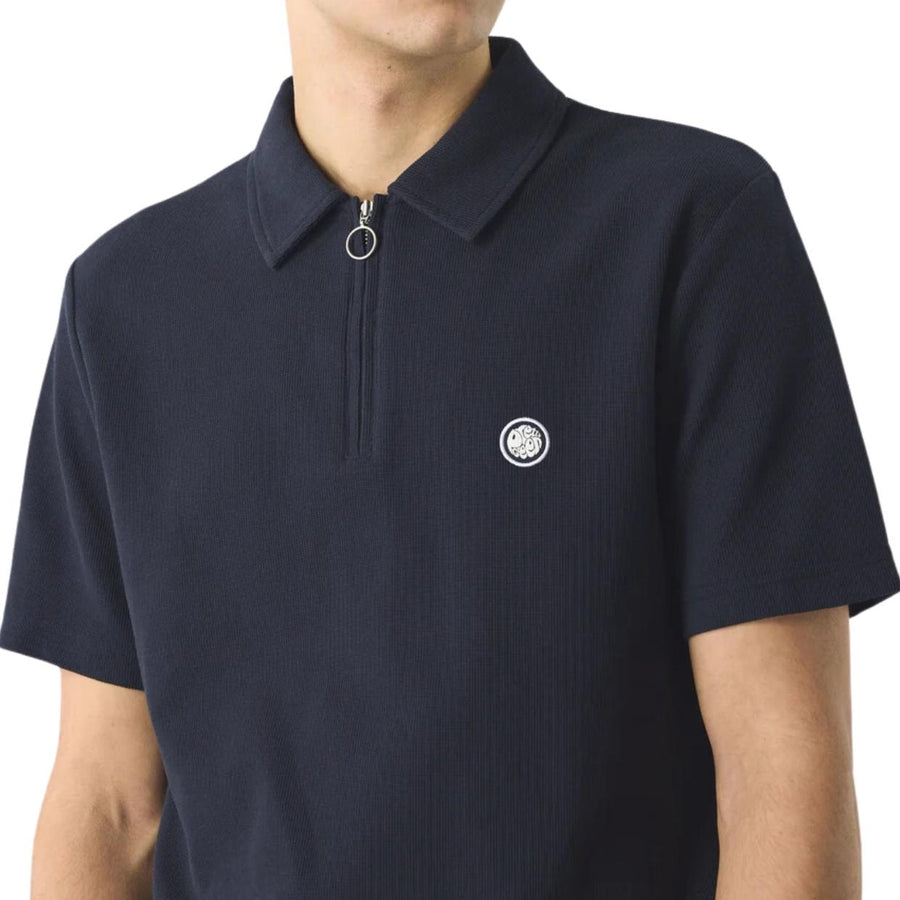 Pretty Green Islington Half Zip Navy Polo Shirt