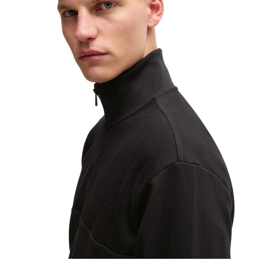 BOSS Ze Cord Black Half Zip Sweatshirt