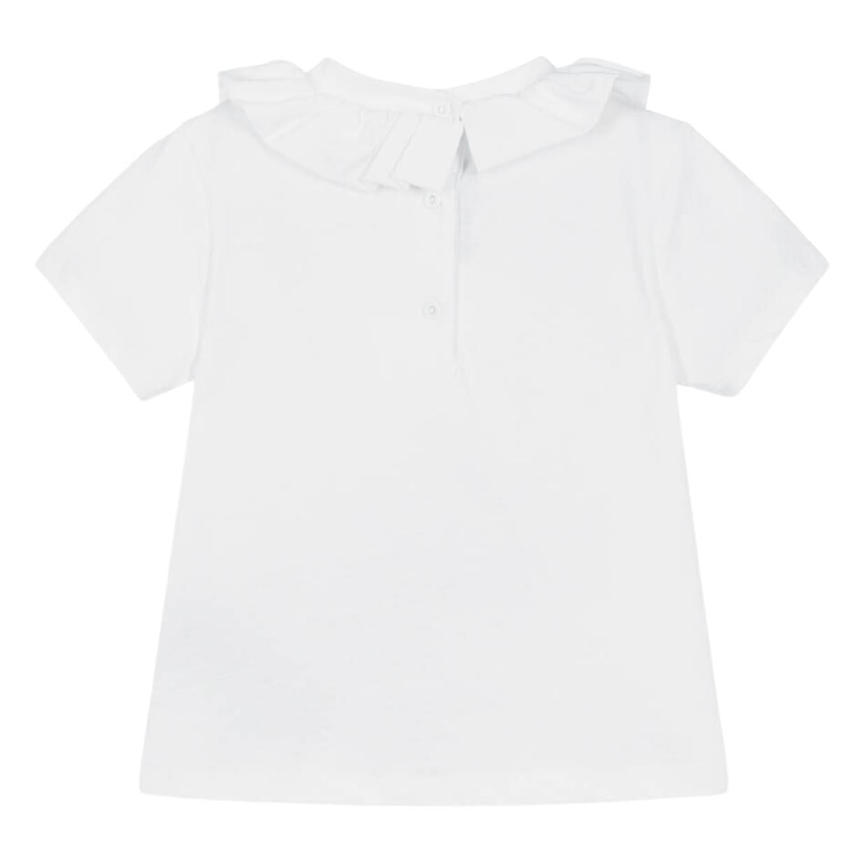 Balmain Baby Ruffled Collar White T-Shirt