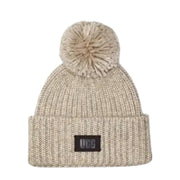 UGG Light Grey Chunky Rib Knit Pom Beanie