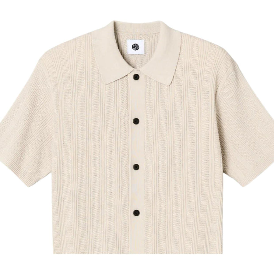 Pretty Green Barker Short Sleeve Knit Stone Shirt