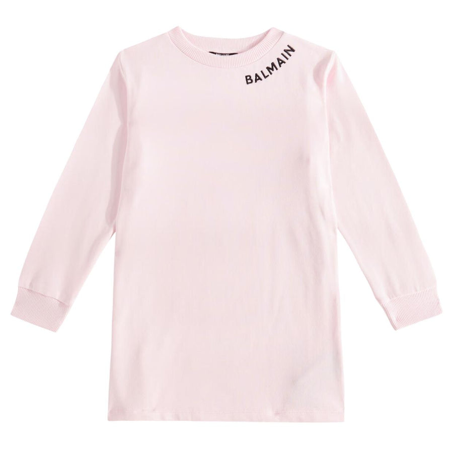 Balmain Kids Embroidered Logo Pink Sweat Dress