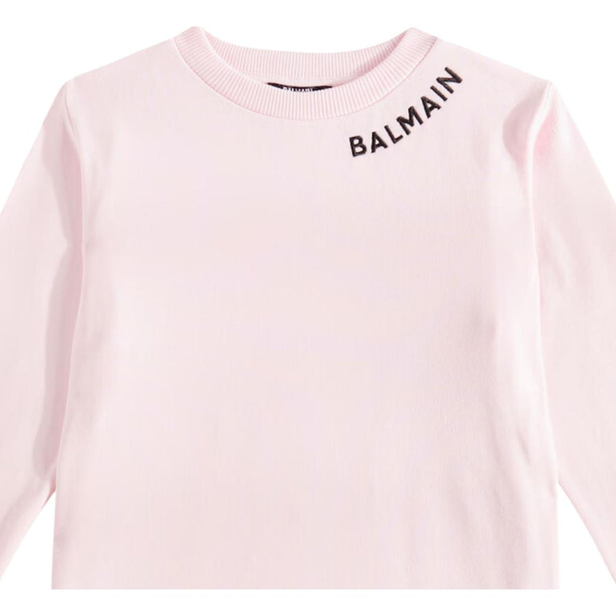 Balmain Kids Embroidered Logo Pink Sweat Dress